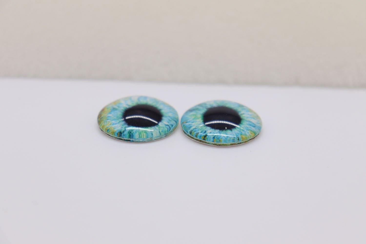 Glass Cabochon Iris Puppet Eyes - AQUA